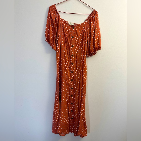Indigo Rose Dresses & Skirts - Orange Polka Dot Dress
